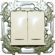 Переключатель двухклавишный  с подсветкой SE Unica, бежевый