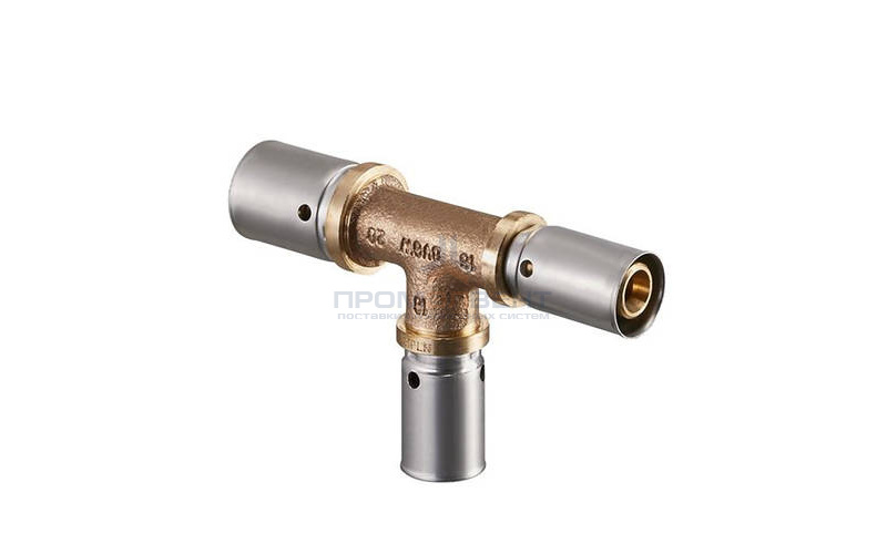 Тройник переходной Oventrop Cofit P - 20x2.5 x 16x2.0 x 16x2.0 (прессовой, бронза)