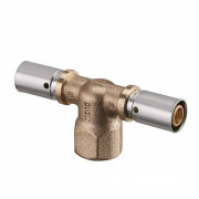 Тройник с переходом на внутреннюю резьбу Oventrop Cofit P - 26x3.0 x 1/2" (прессовой, бронза)