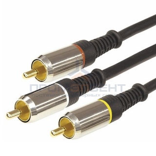 Шнур 3RCA Plug-3RCA Plug 1.5М GOLD-металл